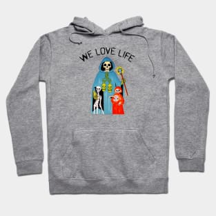 A Chilling Family Portrait with the Grim Reaper (Black Text) Hoodie